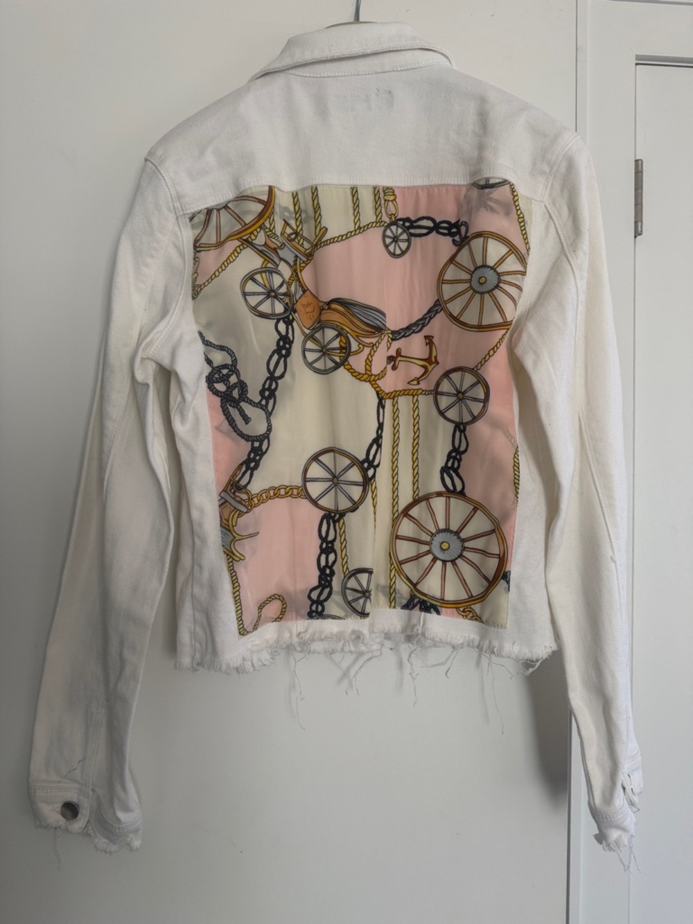 Stacy Bradley Design Htrailz white denim jean jacket size S